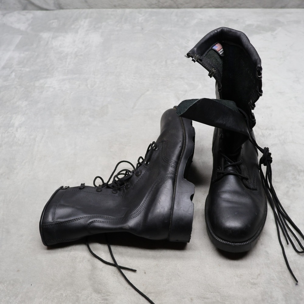 Altama Mens 8R Combat Boots Black Leather Side Zip Military USA Made 7850 VTG